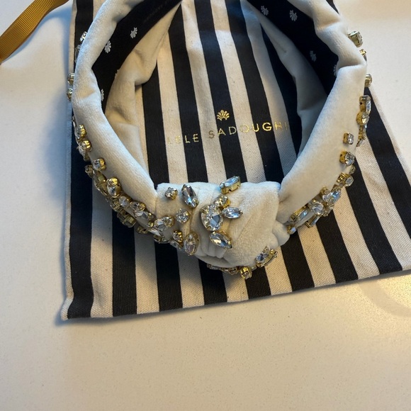 Lele Sadoughi Cream and Gold Crystal Headband - Picture 4 of 4